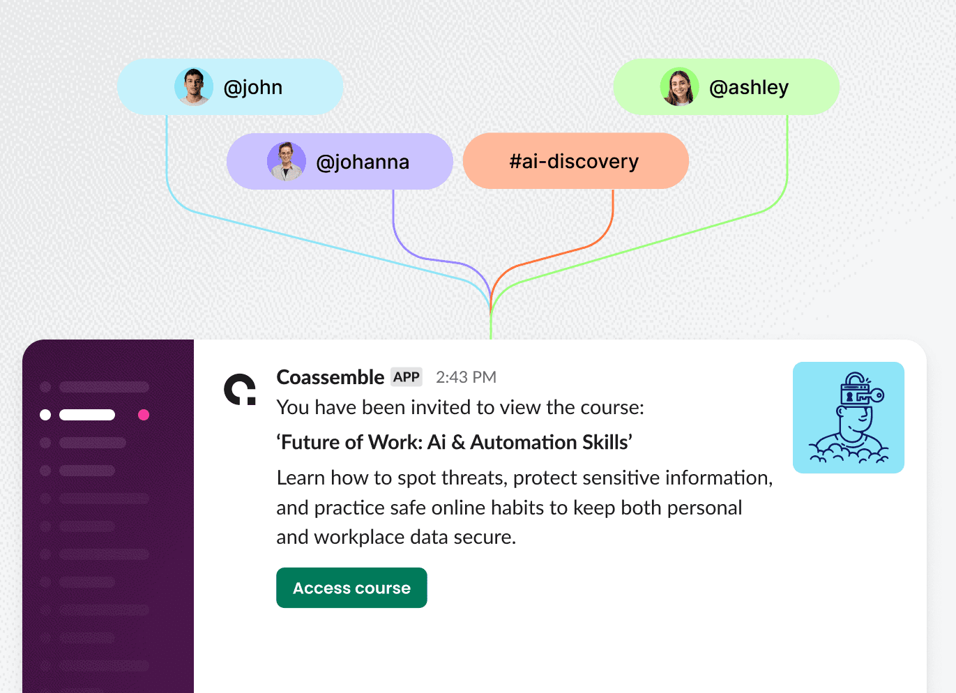 Coassemble training delivered in Slack