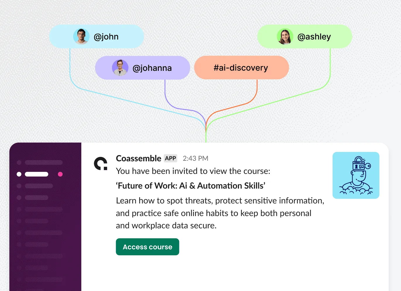 Coassemble training delivered in Slack