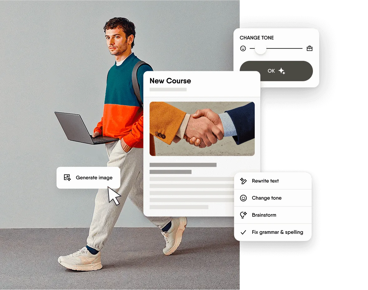 Easygenerator course shown on desktop and mobile